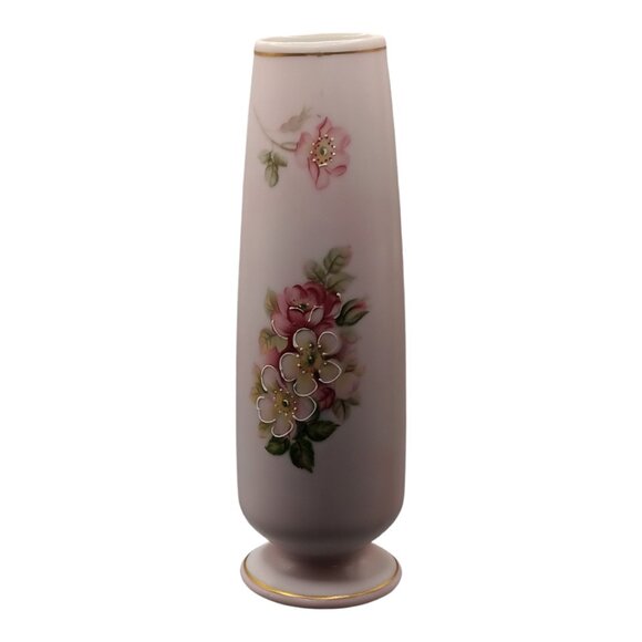 Norleans Pink Floral Rose Bud Vase Hand Painted Vintage Japan 8'' - Picture 4 of 5